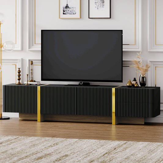 Alondra Modern Fluted TV Stand in Black & Gold