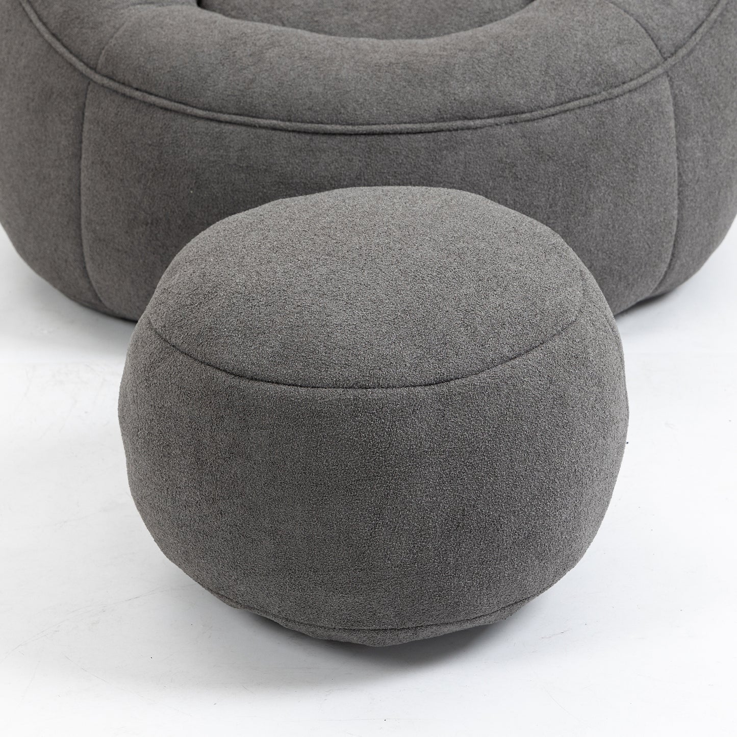 Fox 2-Piece Microfiber Beanbag Chair & Ottoman, Gray