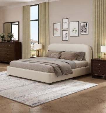 Arden Beige Upholstered Full Size Platform Bed