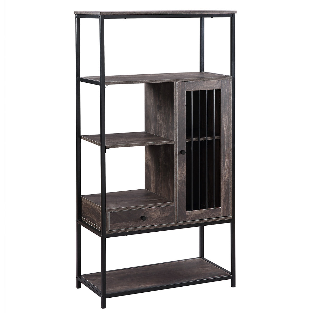 5 Tier Freestanding Multi-functional Decorative Storage Shelving in Vintage Brown