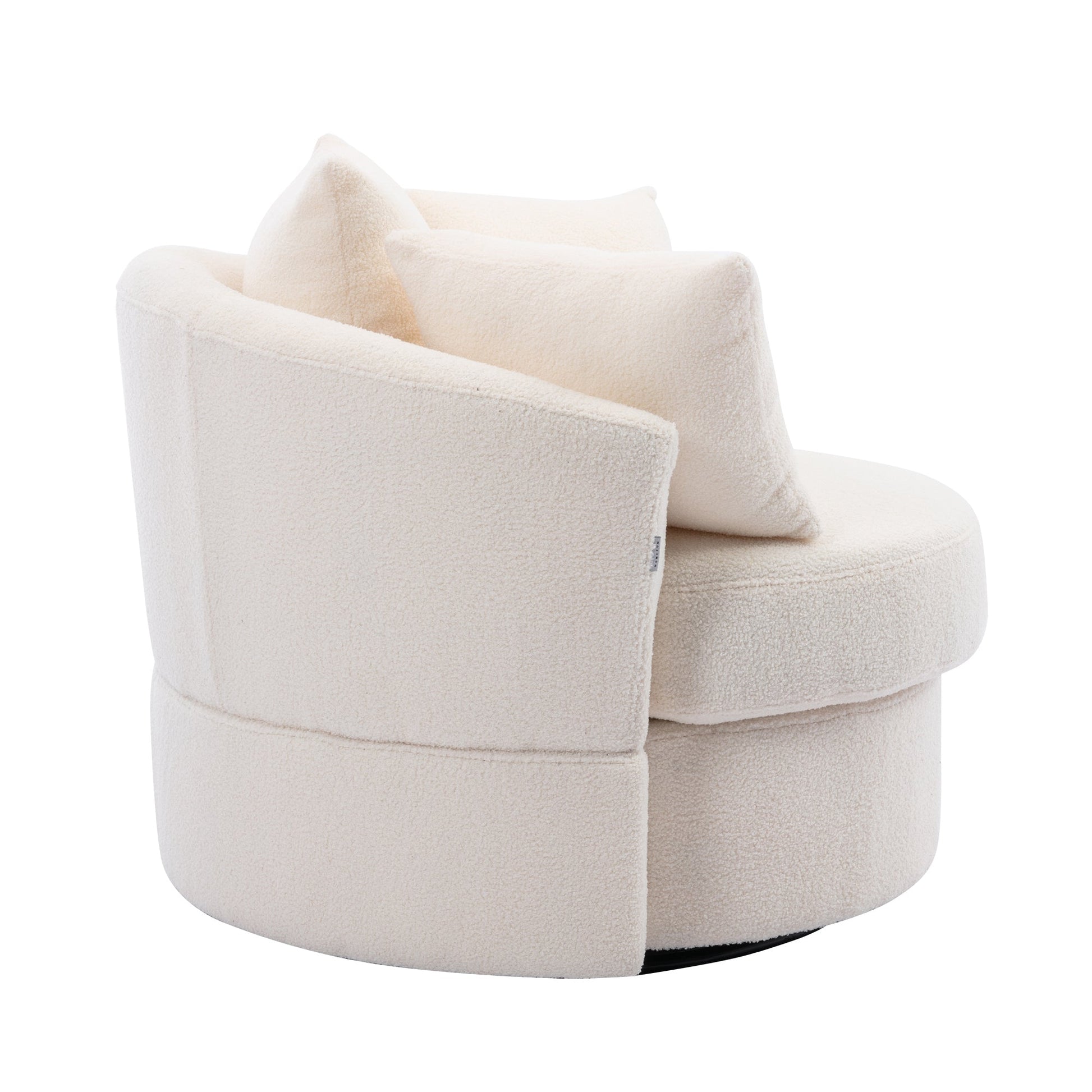 Modern Akili Swivel Barrel Chair in Plush Teddy Fabric