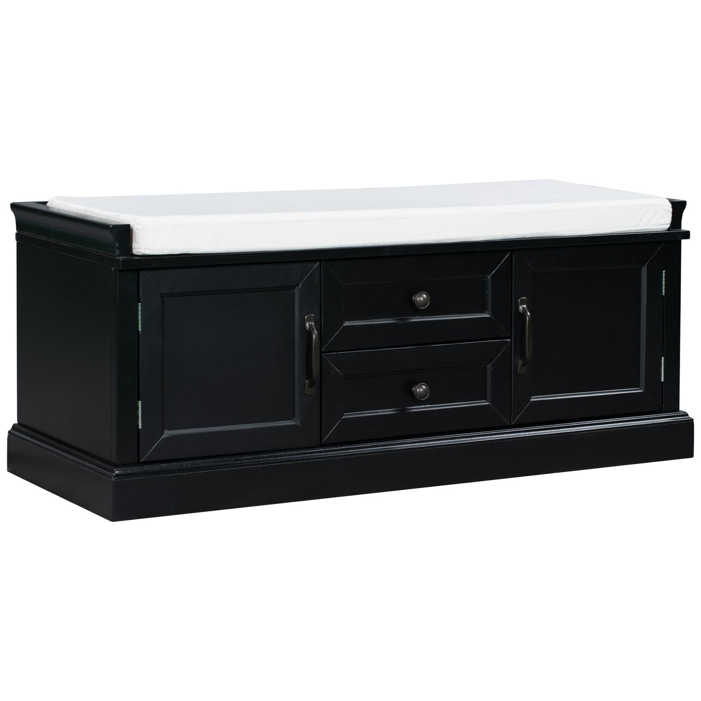 TREXM Storage Bench with 2 Drawers and 2 Cabinets - Black