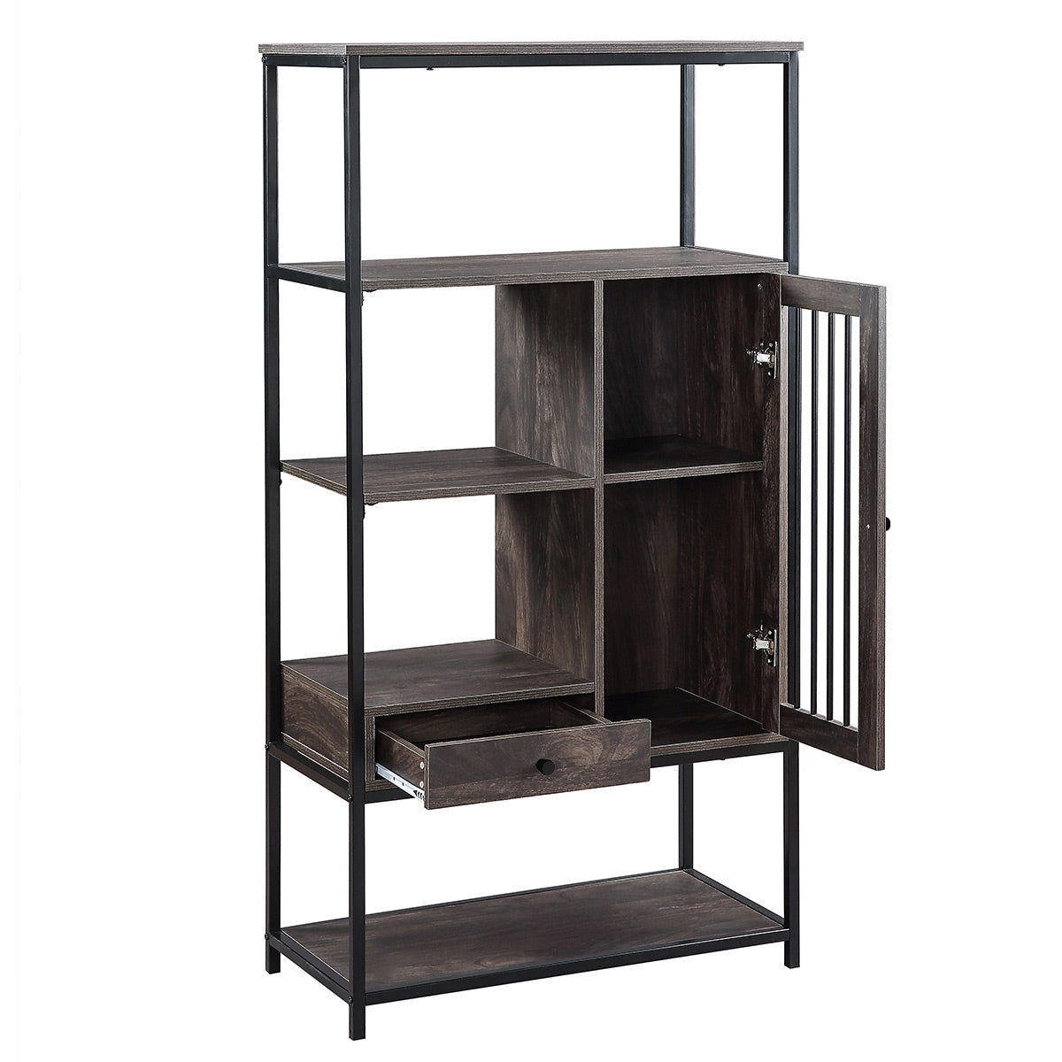 5 Tier Freestanding Multi-functional Decorative Storage Shelving in Vintage Brown