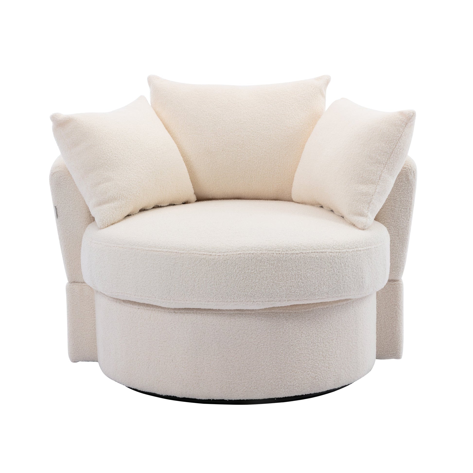 Modern Akili Swivel Barrel Chair in Plush Teddy Fabric