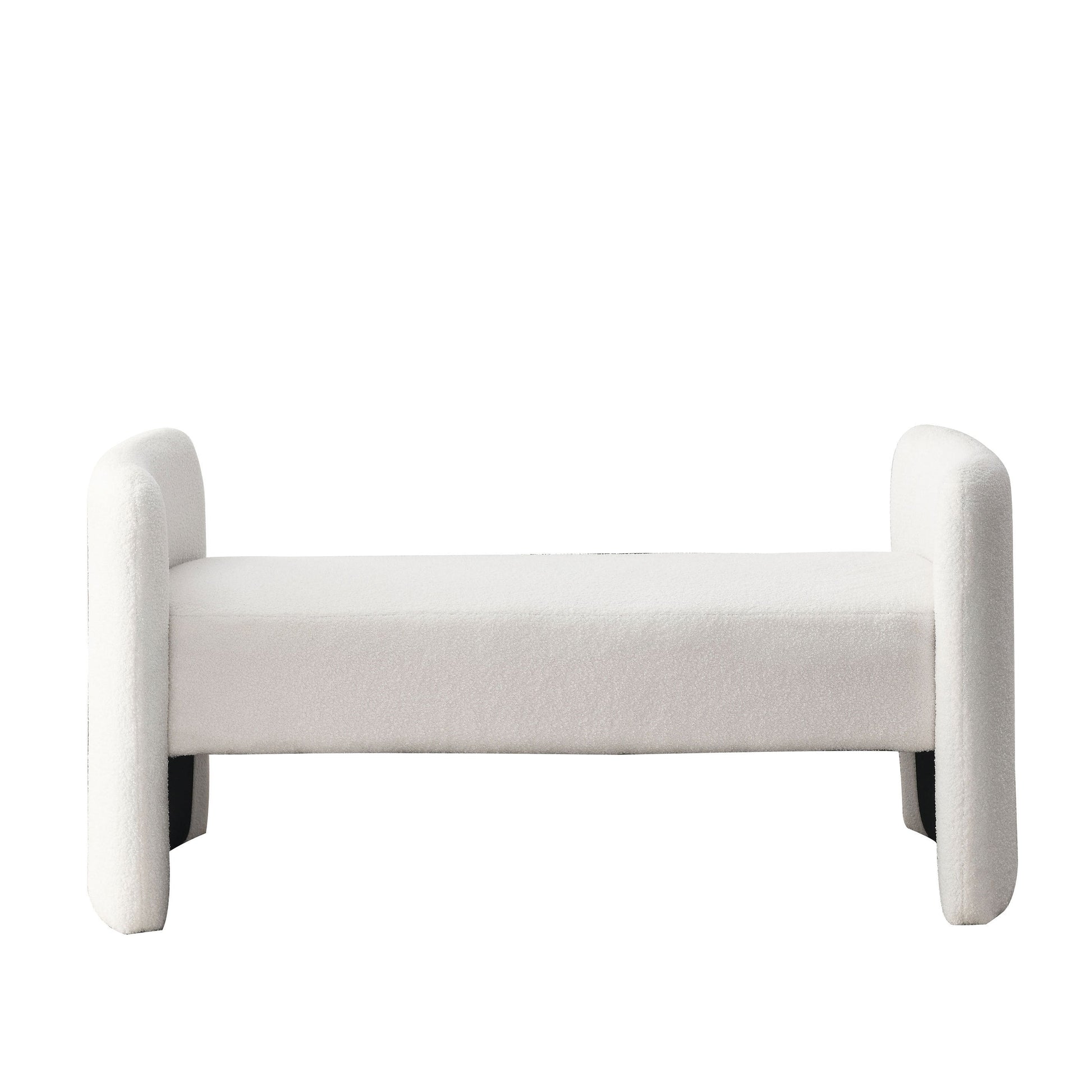 Welike 52" Teddy Fabric Upholstered Bedroom Bench - White