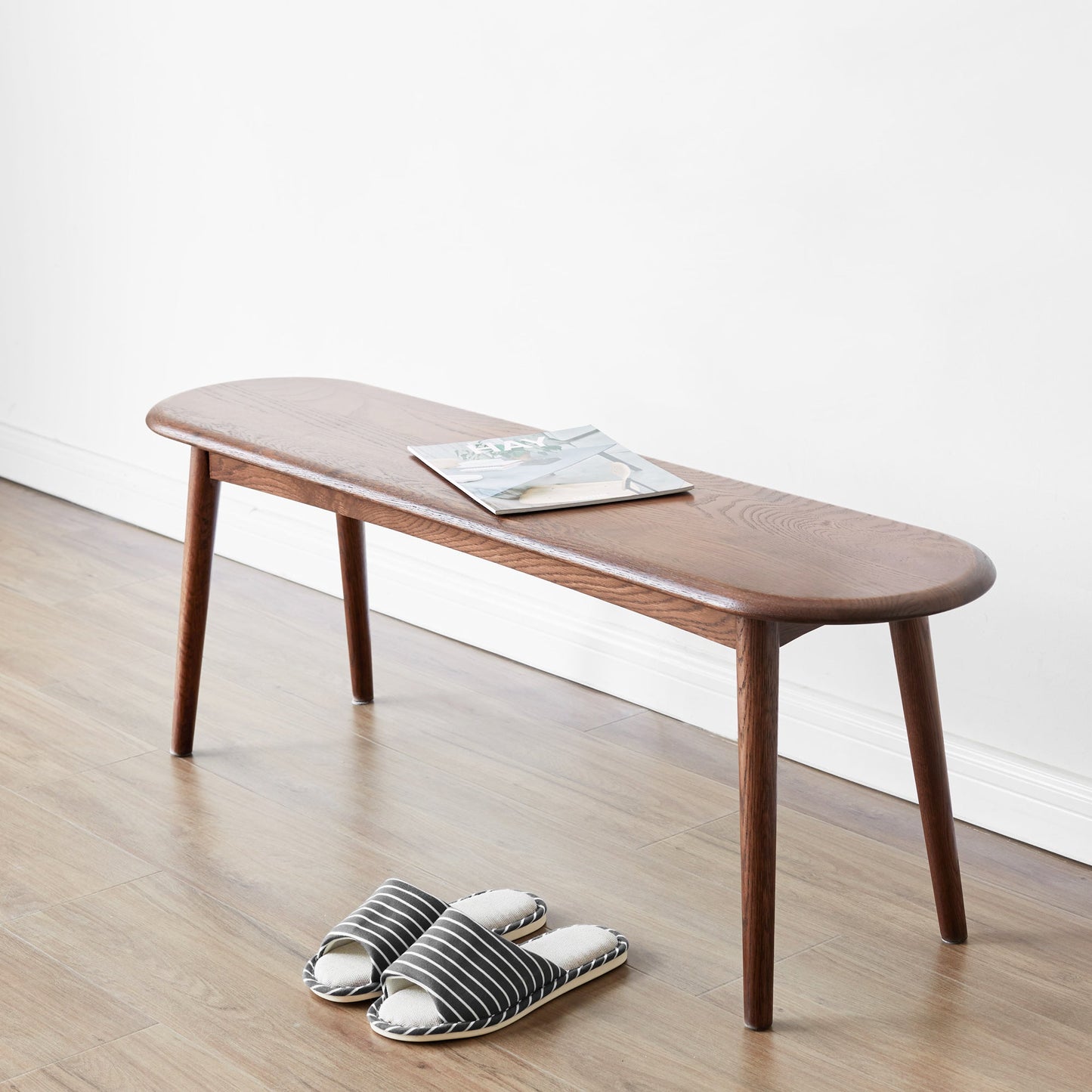 Mid-Century Modern Bench in Natural Oak