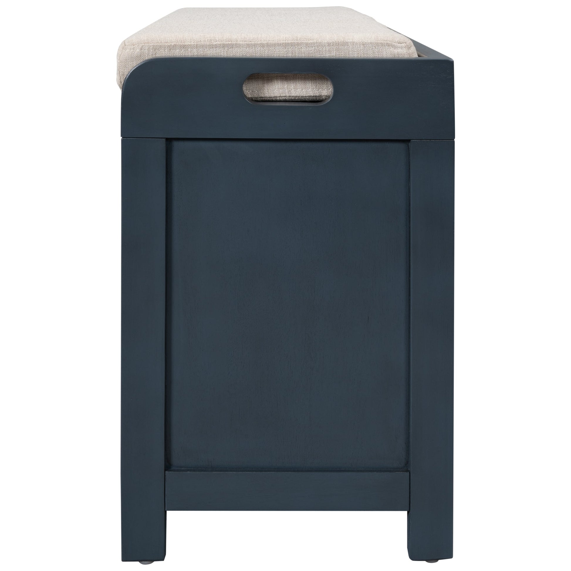 TREXM Storage Bench with Removable Basket and 2 Drawers - Navy