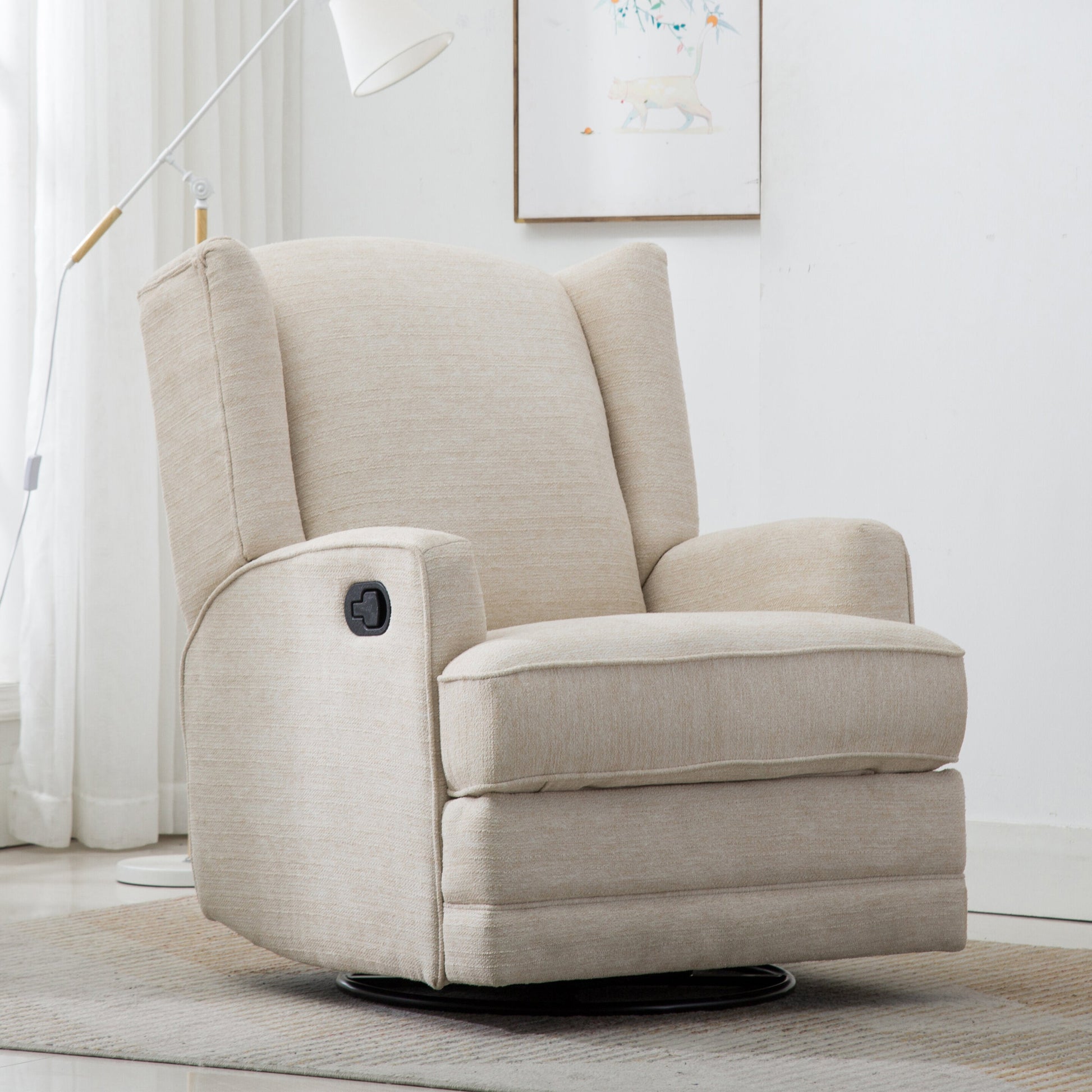 Smithfield Beige Wingback Swivel Glider Recliner