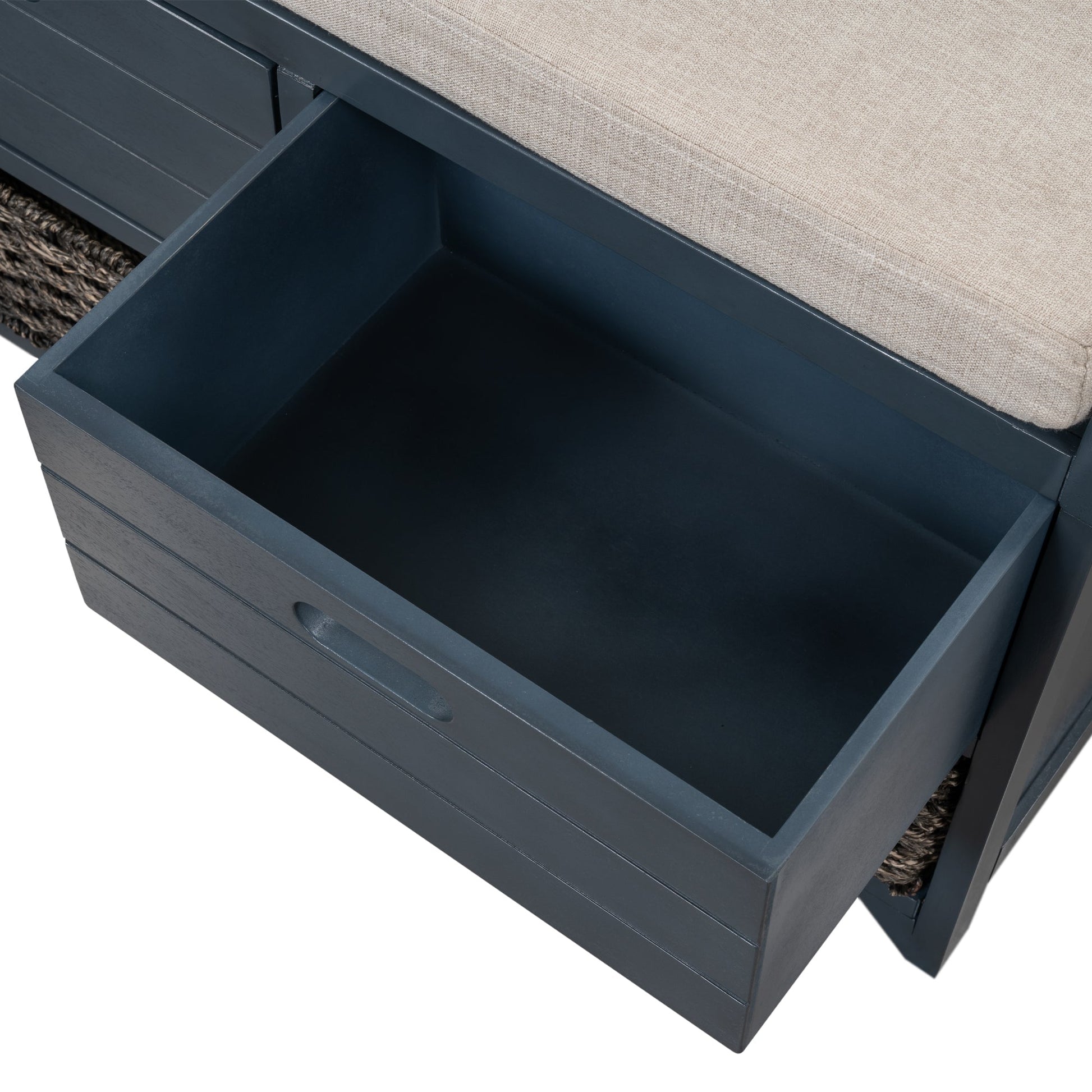 TREXM Storage Bench with Removable Basket and 2 Drawers - Navy