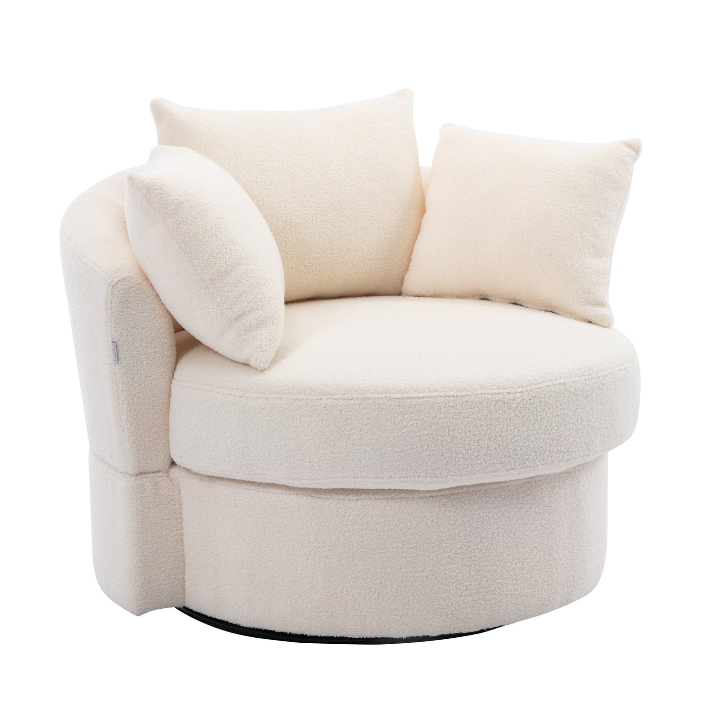 Modern Akili Swivel Barrel Chair in Plush Teddy Fabric