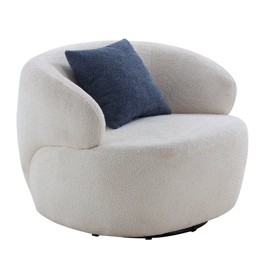 Jessi Swivel Barrel Chair in Beige Sherpa