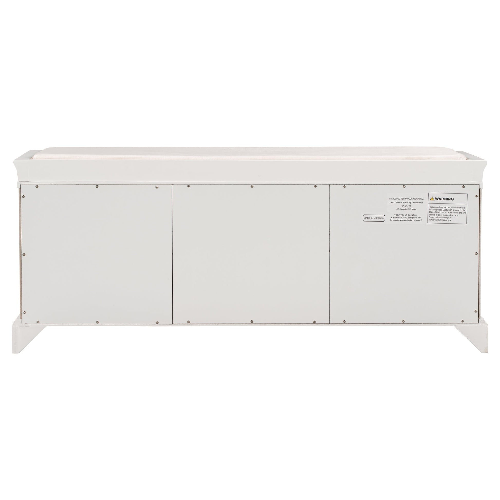 TREXM Storage Bench with 2 Drawers and 2 Cabinets - White