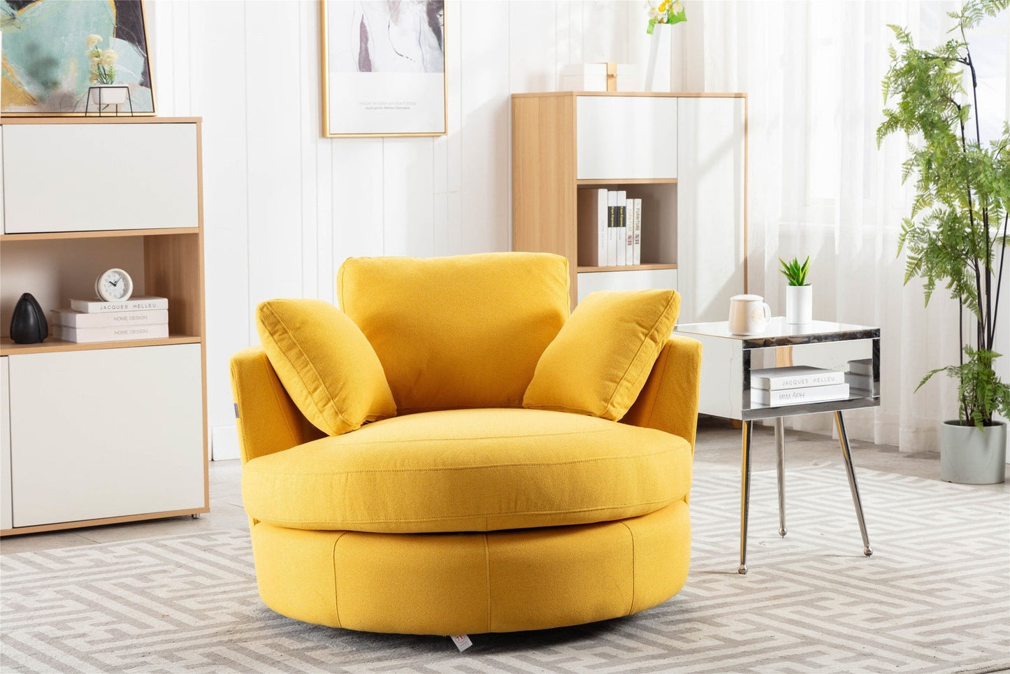 Modern Akili Swivel Accent Chair in Soft Linen Upholstery - 6 Colors