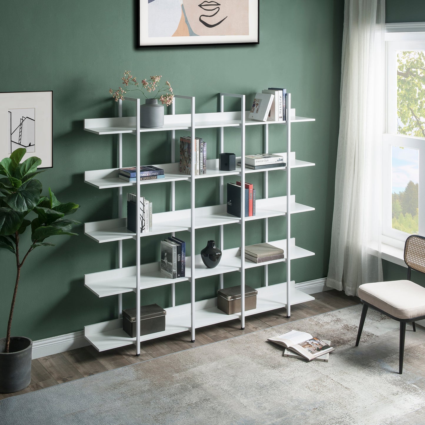 Vintage Industrial Style 5-Tier Bookcase Shelf with Metal Frame