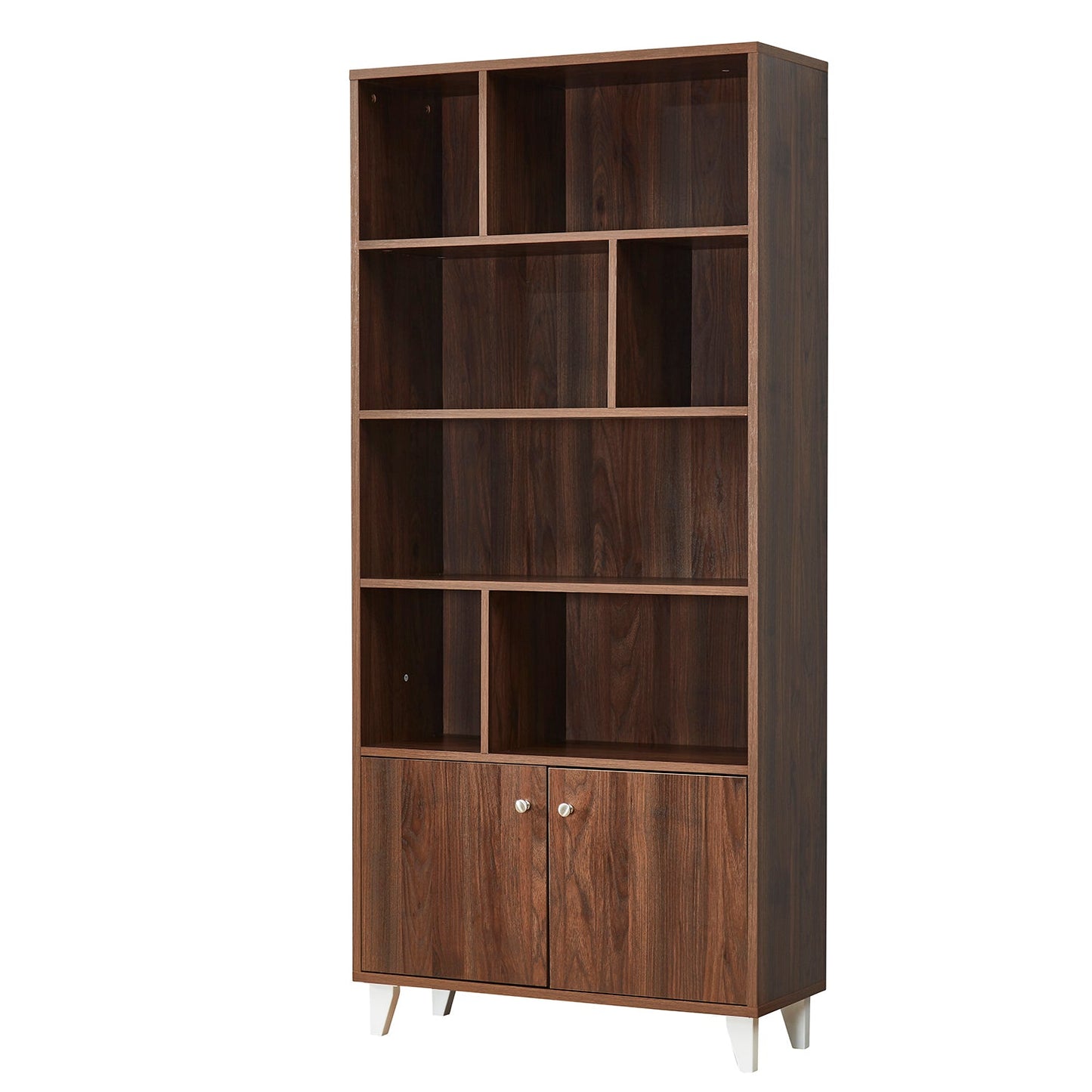 68" Bookcase with 2 Doors - Walnut