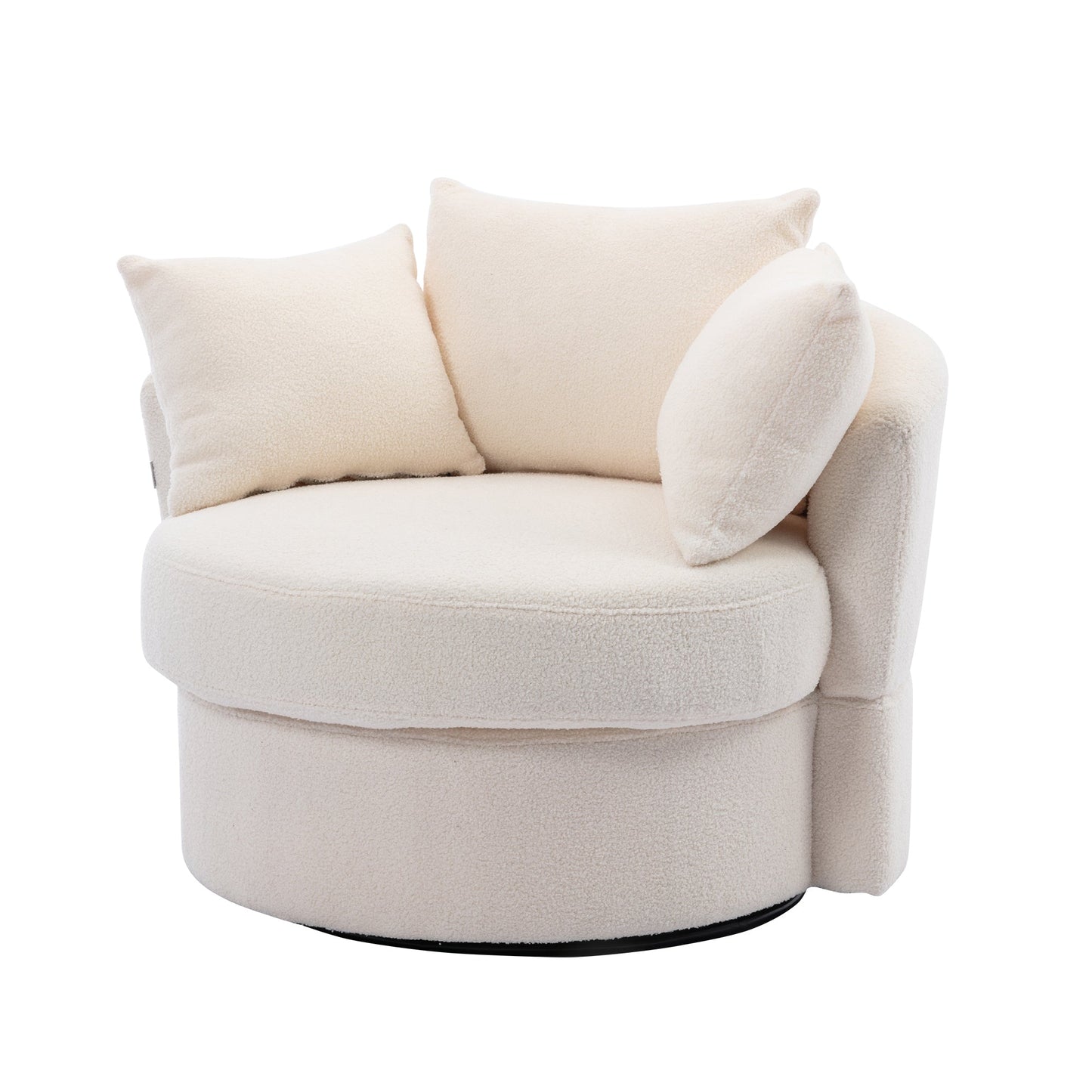 Modern Akili Swivel Barrel Chair in Plush Teddy Fabric