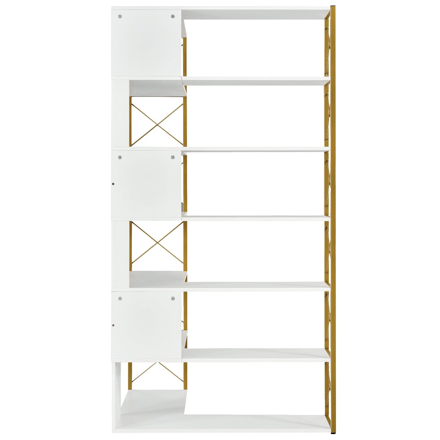 7-Tier L-Shaped Corner Bookcase with Metal Frame