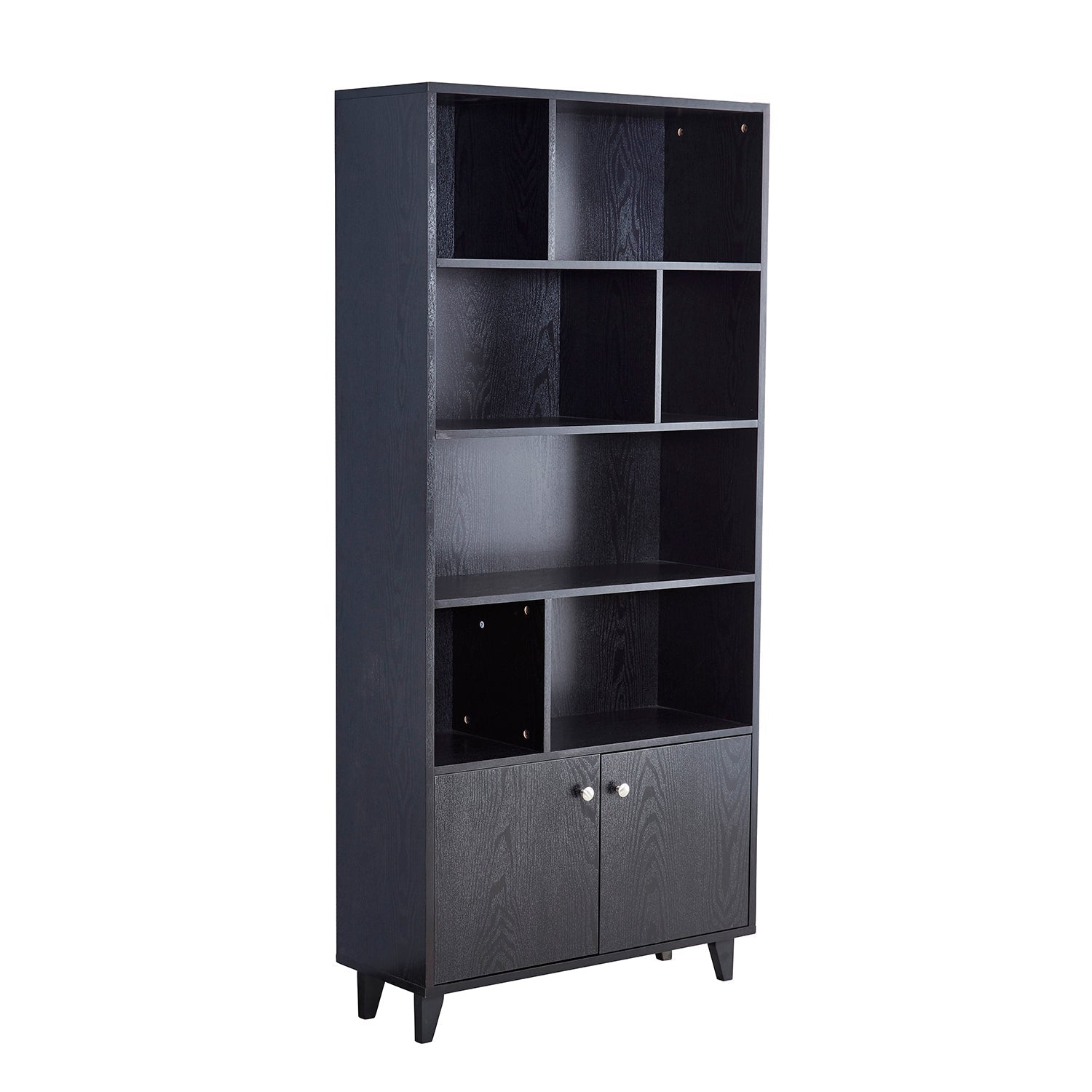 68" Bookcase with 2 Doors - Black