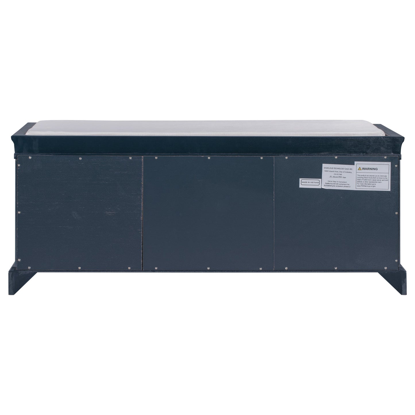 TREXM Storage Bench with 2 Drawers and 2 Cabinets & Removable Cushion - Antique Navy