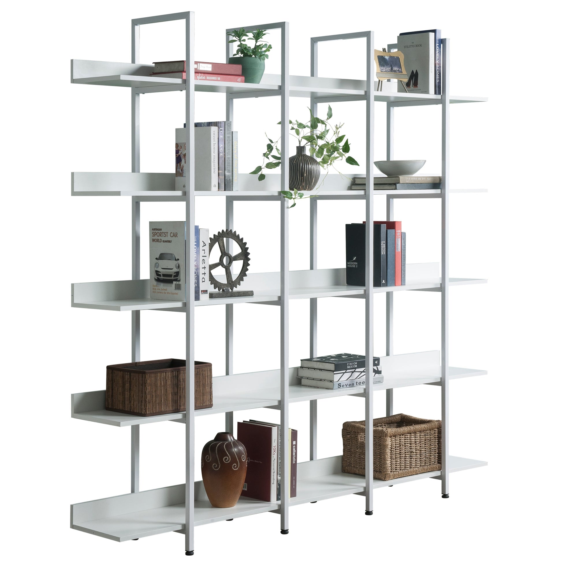 Vintage Industrial Style 5-Tier Bookcase Shelf with Metal Frame