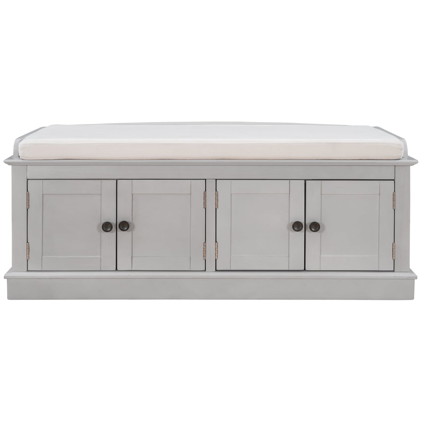 TREXM Storage Bench with 4 Doors and Adjustable Shelves - Gray