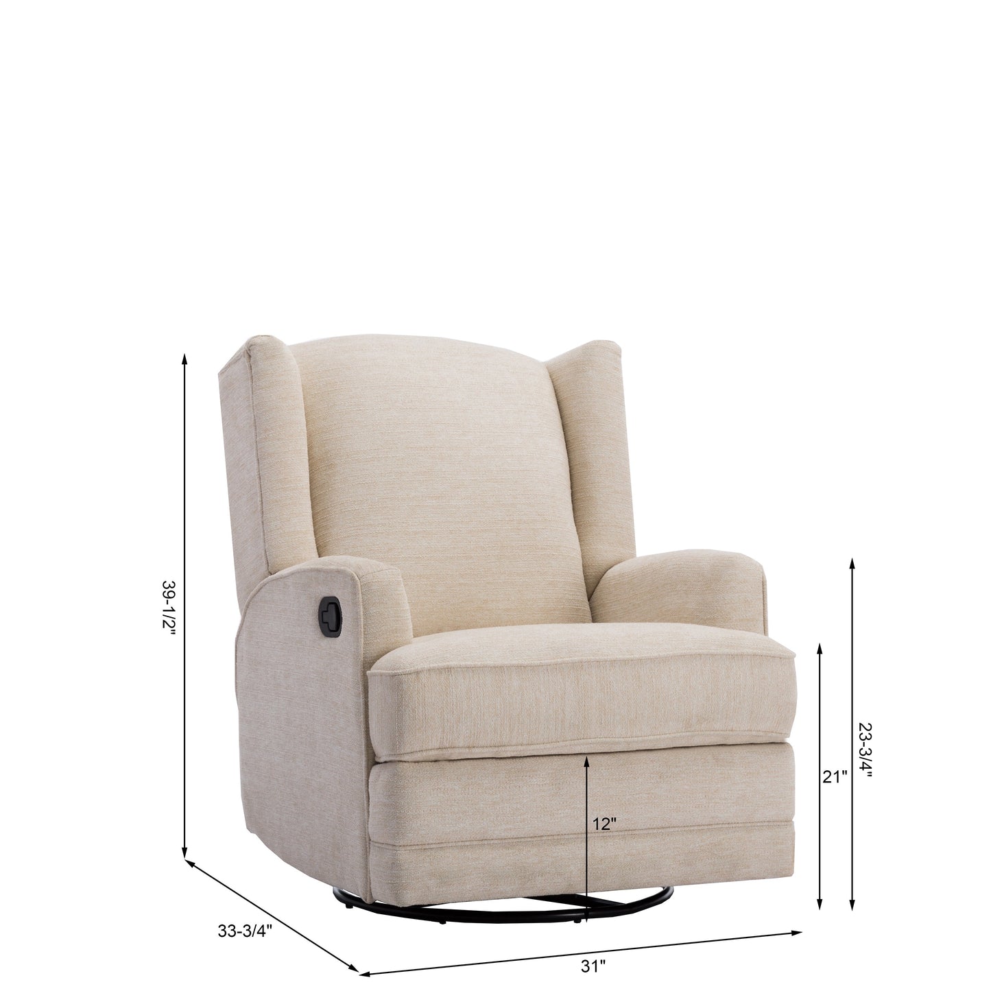 Smithfield Beige Wingback Swivel Glider Recliner