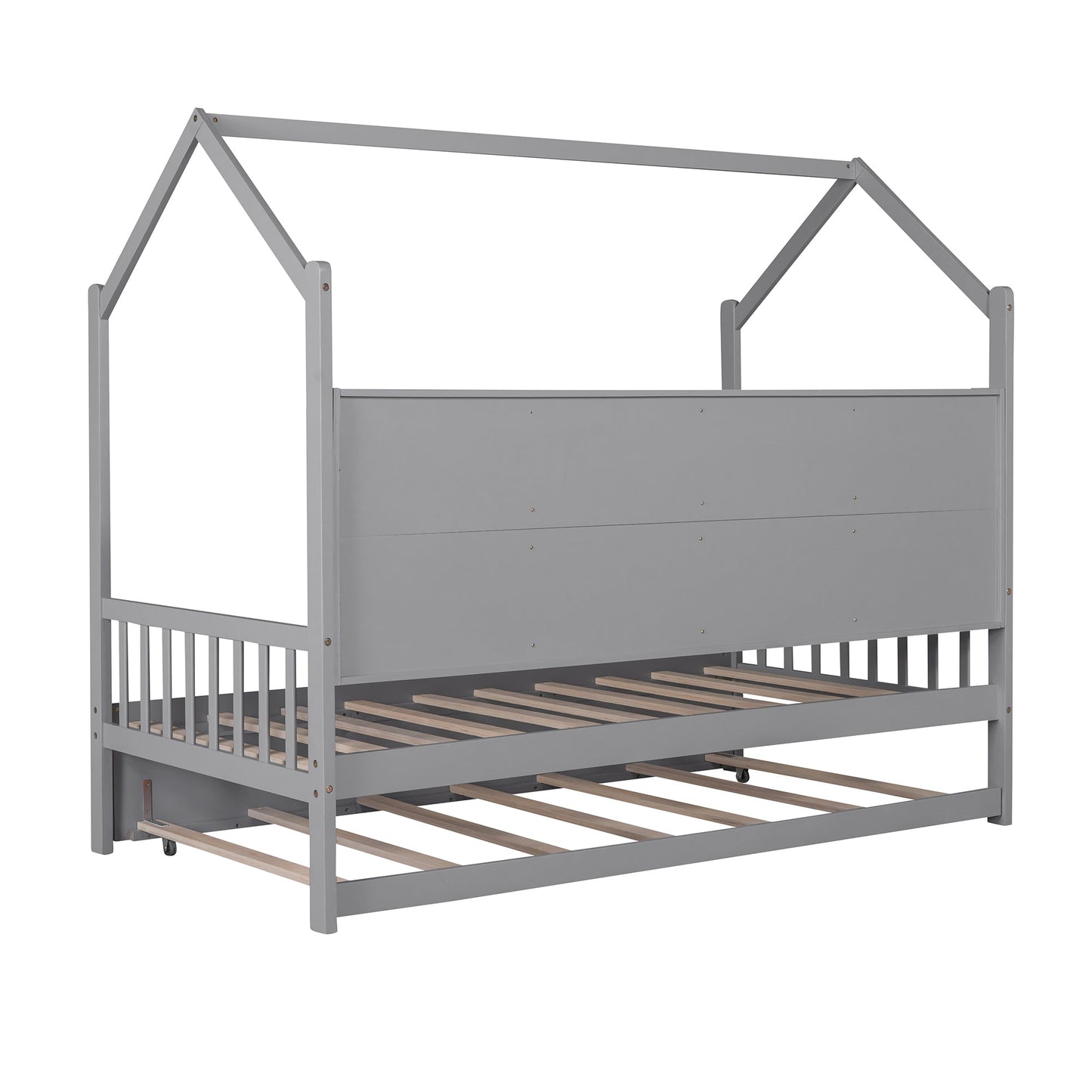 Twin Size House Bed with Trundle in Gray