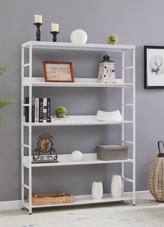 Large 5 Shelf Bookshelf with Metal Frame