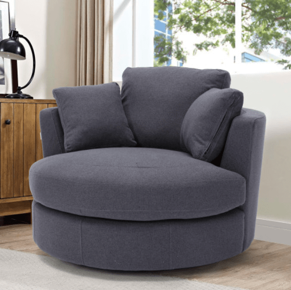 Modern Akili Swivel Accent Chair in Soft Linen Upholstery - 6 Colors