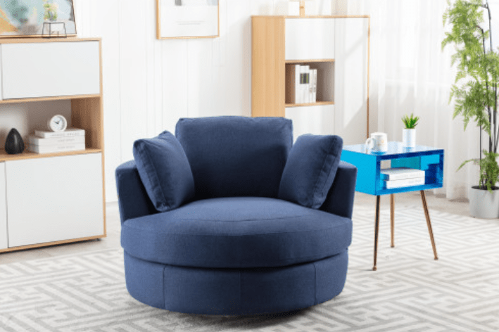 Modern Akili Swivel Accent Chair in Soft Linen Upholstery - 6 Colors