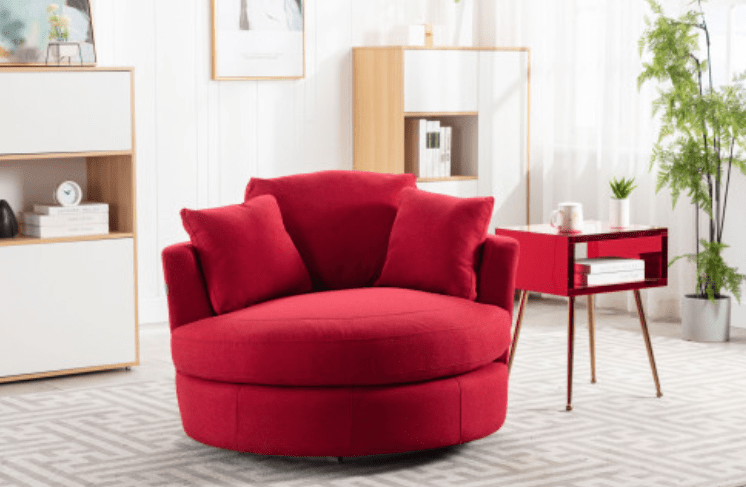 Modern Akili Swivel Accent Chair in Soft Linen Upholstery - 6 Colors