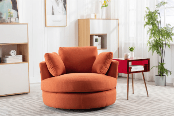 Modern Akili Swivel Accent Chair in Soft Linen Upholstery - 6 Colors