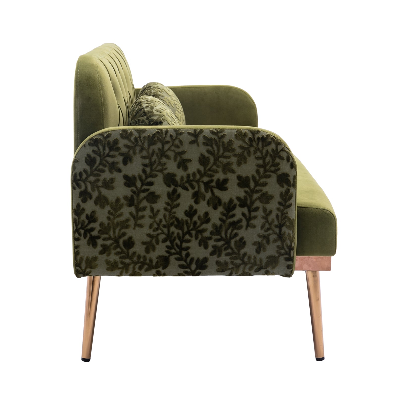 Kent Loveseat in Green Velvet w- Rose Gold Legs