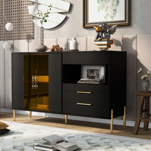 Trexm Modern Sideboard with Acrylic Doors - Black