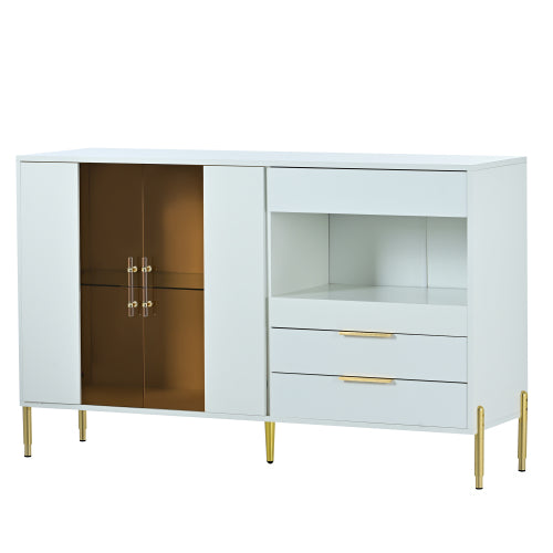 Trexm Modern Sideboard with Acrylic Doors - White