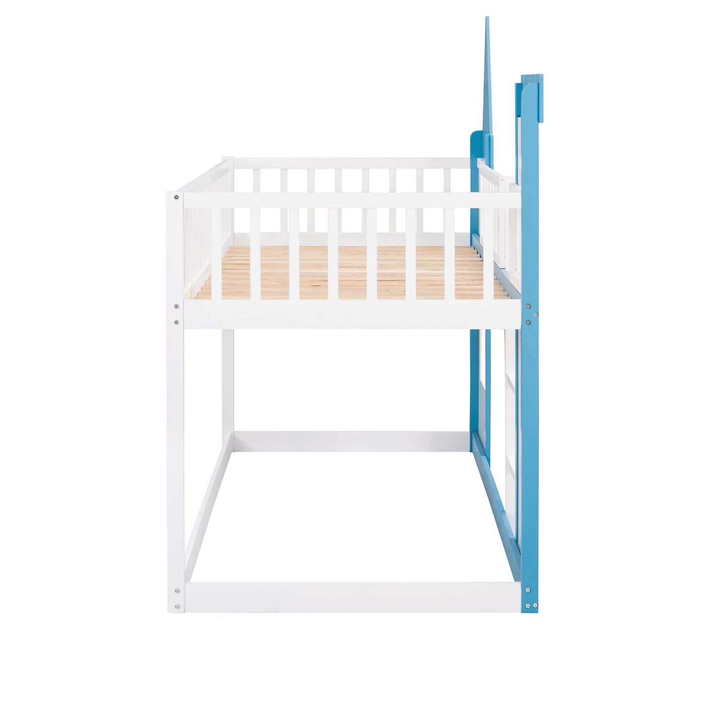 Twin Over Twin Castle Bunk Bed with Ladder - Blue