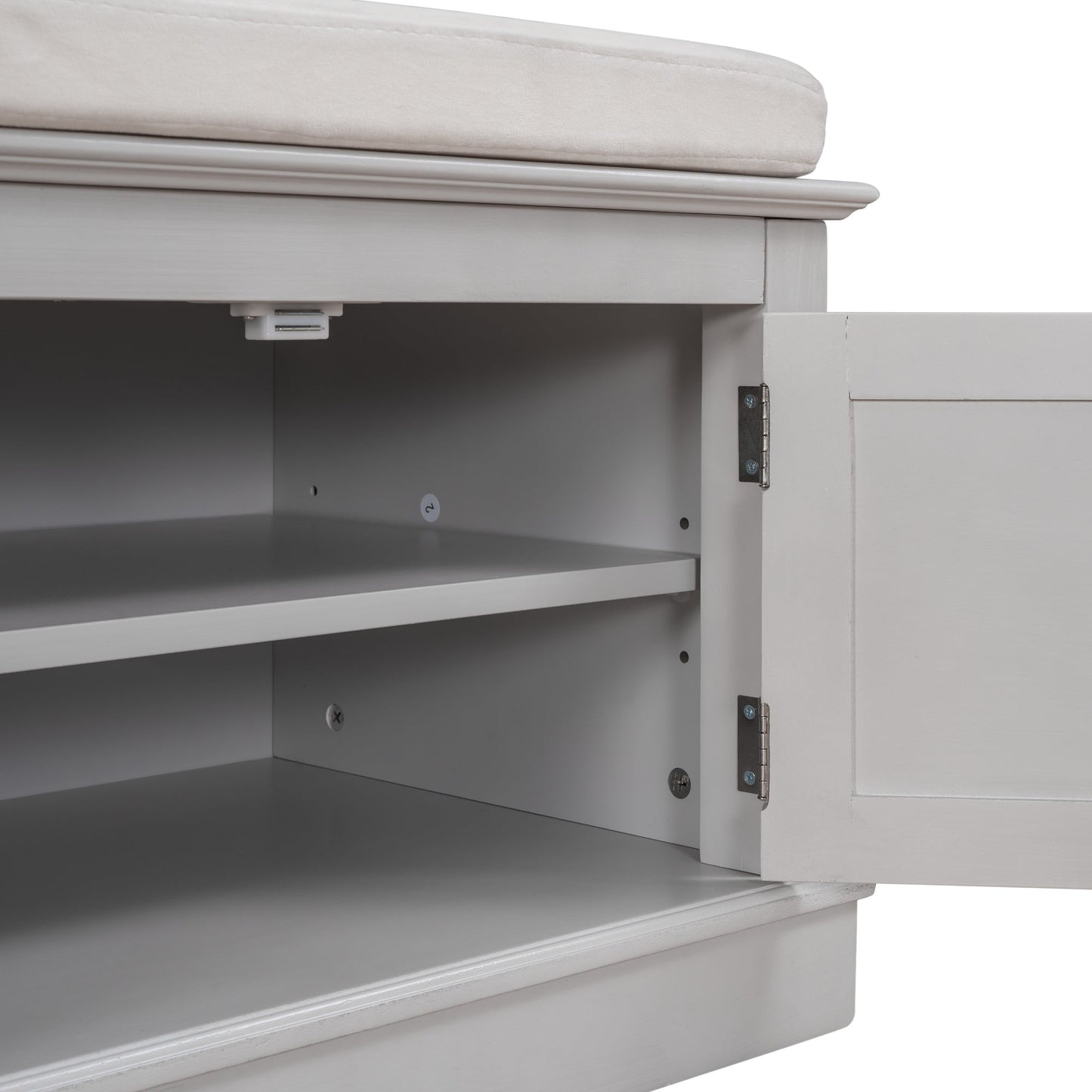 TREXM Storage Bench with 4 Doors and Adjustable Shelves - Gray