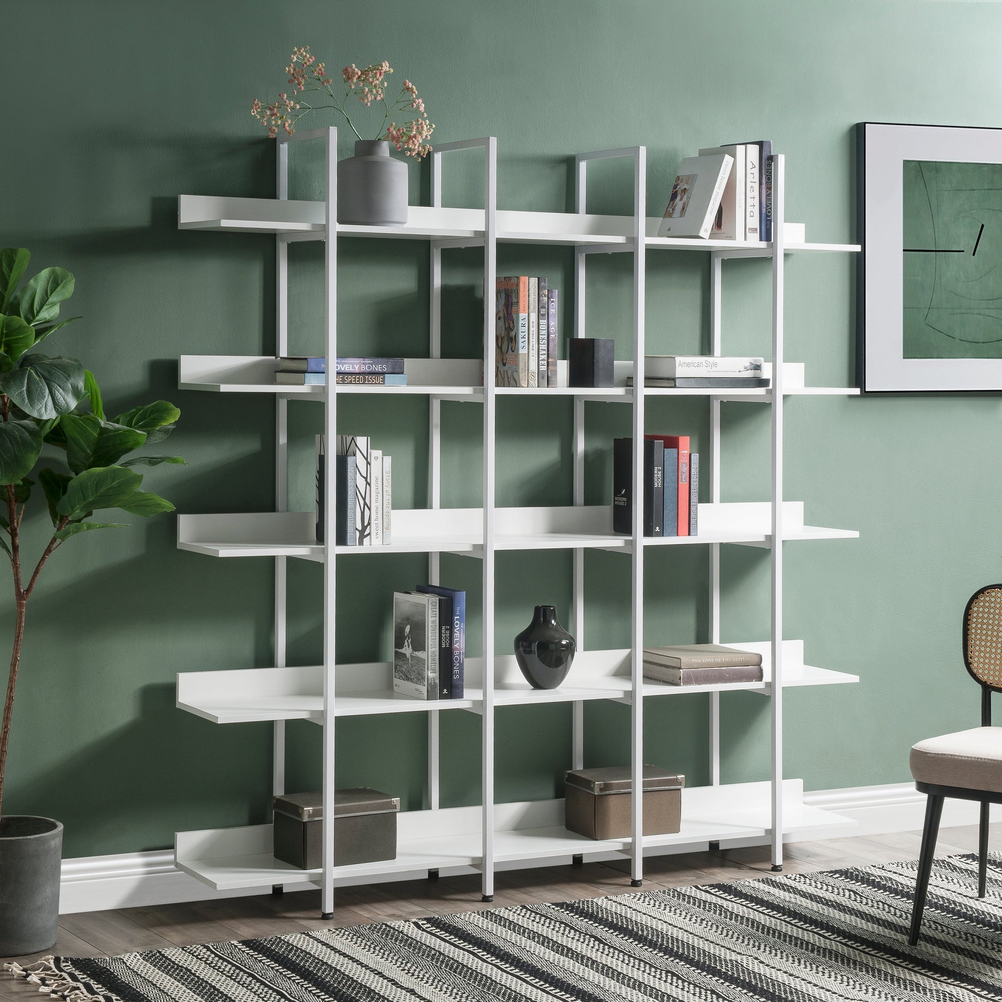 Vintage Industrial Style 5-Tier Bookcase Shelf with Metal Frame