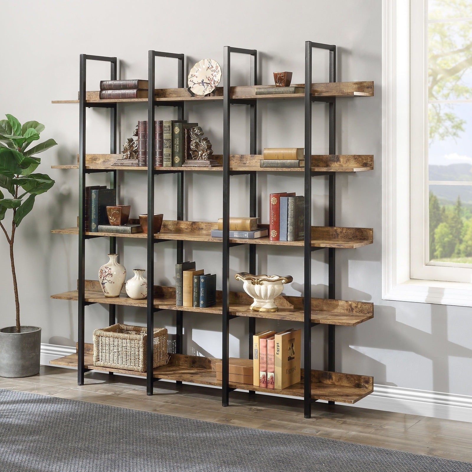 Vintage Industrial Style 5-Tier Bookcase