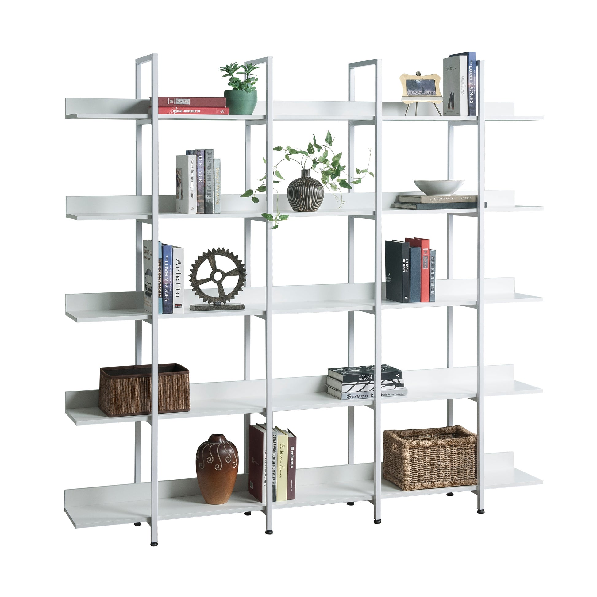 Vintage Industrial Style 5-Tier Bookcase Shelf with Metal Frame