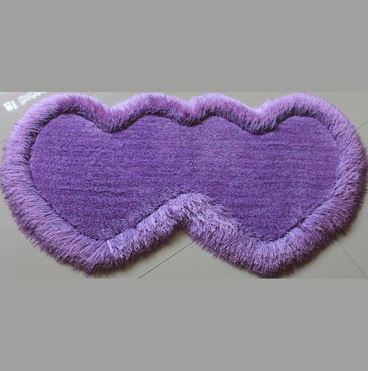 Double Heart Shape Hand Tufted 4-inch Thick Shag Area Rug 28-in x 55-in