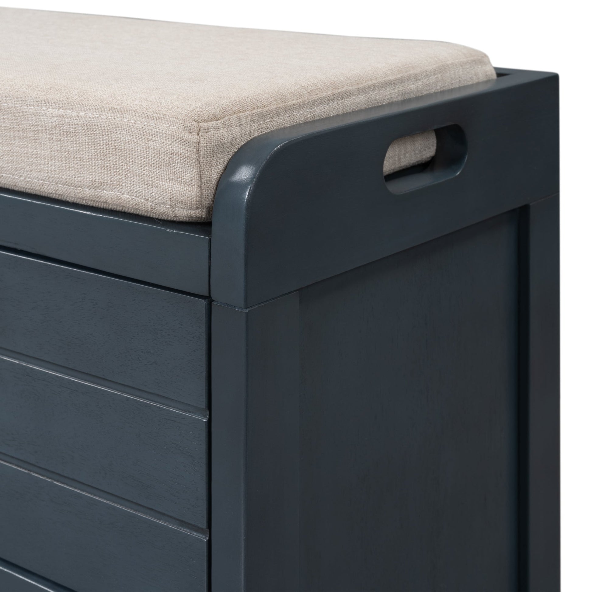 TREXM Storage Bench with Removable Basket and 2 Drawers - Navy